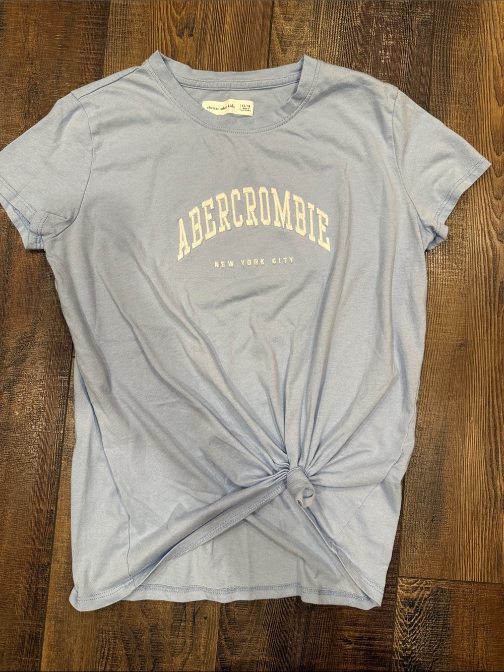 Abercrombie & Fitch Light Blue Logo Tie-Front Tee